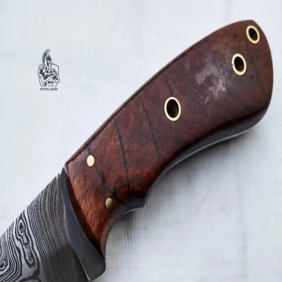 Damascus Skinner Knife 6” Fixed Blade rose wood Handle