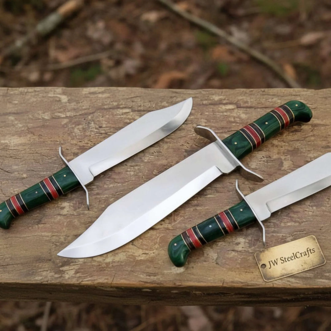 Sheffield Clip Point Bowie Knife Mirror Polish Steel with S Guard and Stacked Handle