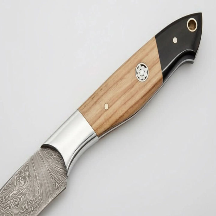 9" Handmade Damascus Steel Utility Knife with Olive Wood Handle