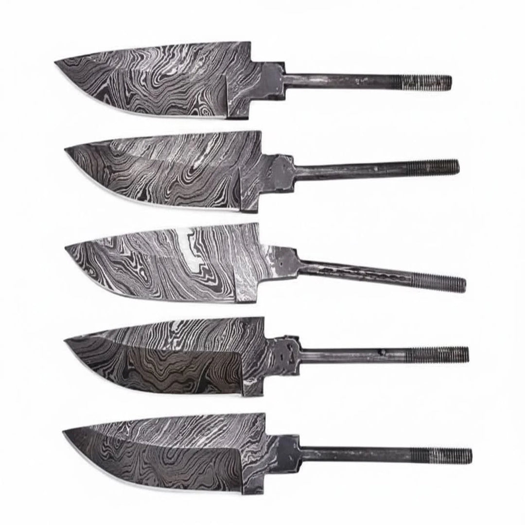 5-Piece Hand Forged Damascus Hunting Knife Blanks Set