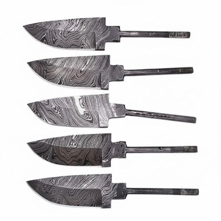 5-Piece Hand Forged Damascus Hunting Knife Blanks Set