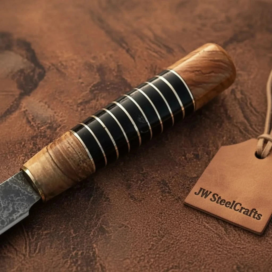 Damascus Kiritsuke Gyuto Chef Knife 12” – Olive Wood &amp; Black Resin Handle with Brass Spacers | Full Tang Japanese Hybrid Knife