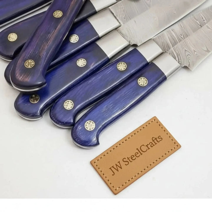 7-Piece Damascus Kitchen Knife Set — Chinese Cleaver, Bread, Chef, Santoku, Slicing, Utility &amp; Paring