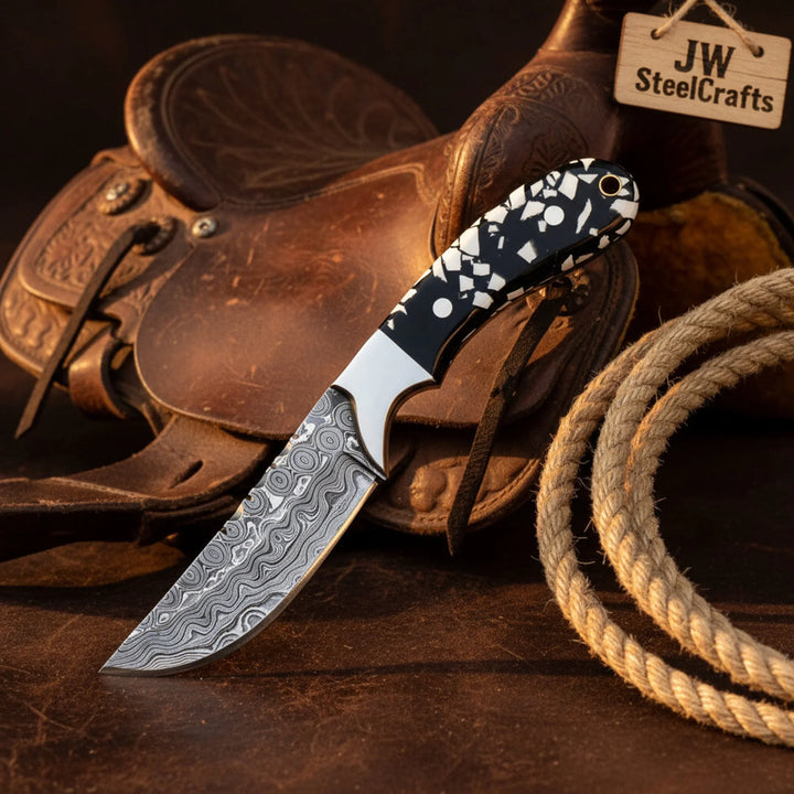 Buckhorn Trail Tracker Knife 10" Premium Hammered Damascus Stag Antler