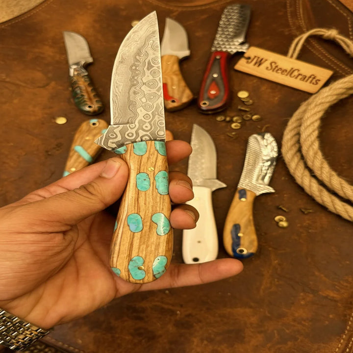 Ranchland Blade Collection Handmade Set of 8 Damascus Steel Knives