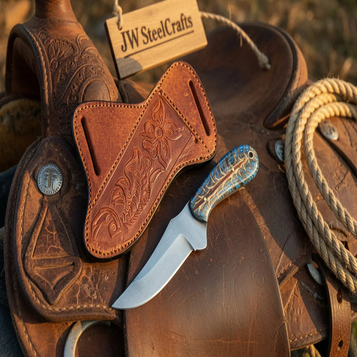 Antler Ridge Skinner Knife 8" Handmade Damascus Stag Horn Handle