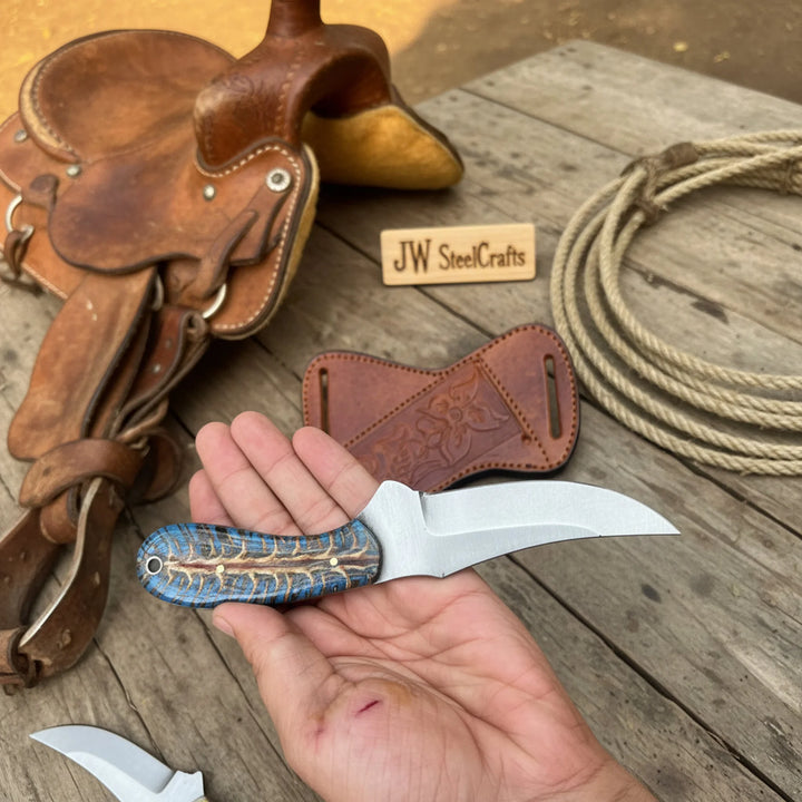 Antler Ridge Skinner Knife 8" Handmade Damascus Stag Horn Handle