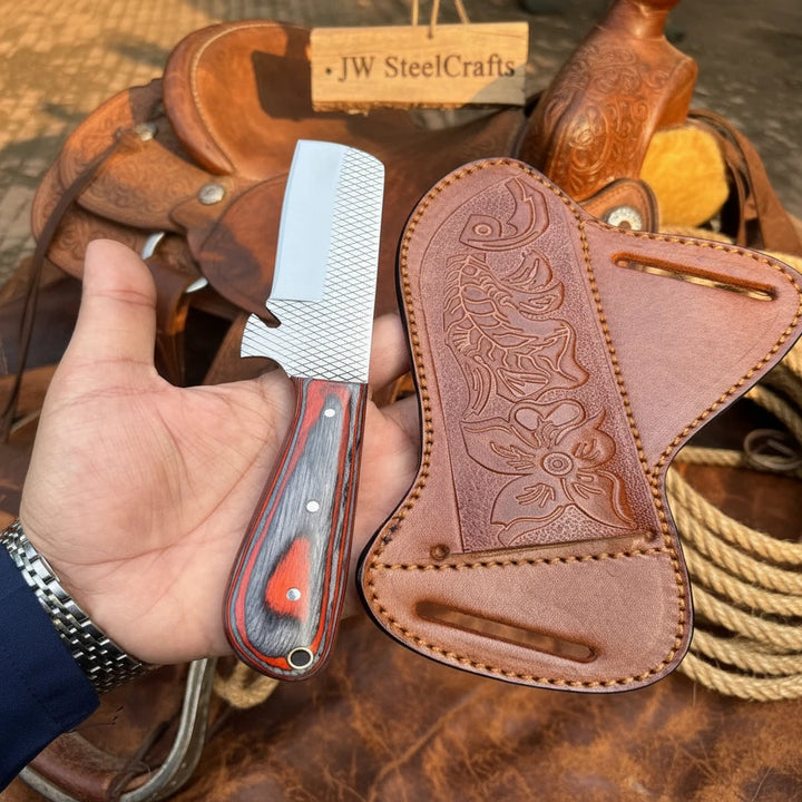 Skyvein Bull Cutter Knife 7" Handmade Carbon Steel Resin Handle - JW Steelcrafts