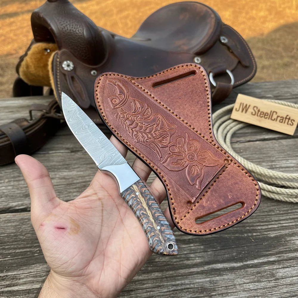 Camotrail Skinner Knife 8" Handmade Camo Finish Stag Handle - JW Steelcrafts