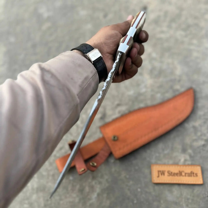Frontier Bowie Knife 8 Inch blade Clip Point Carbon Steel Blade | Hunting Outdoor