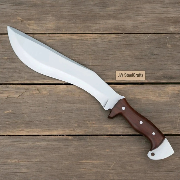 Handmade Gurkha Kukri Knife - Wooden Handle &amp; Curved Blade for Outdoor &amp; Survival Use