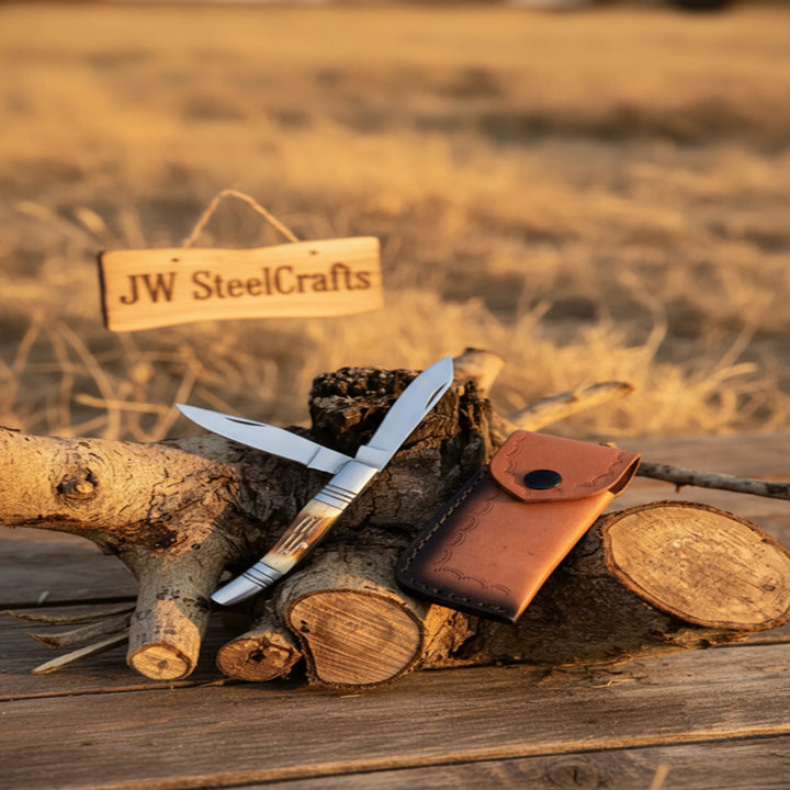 Two-Blade Trapper Knife with Synthetic Stag Horn Handle