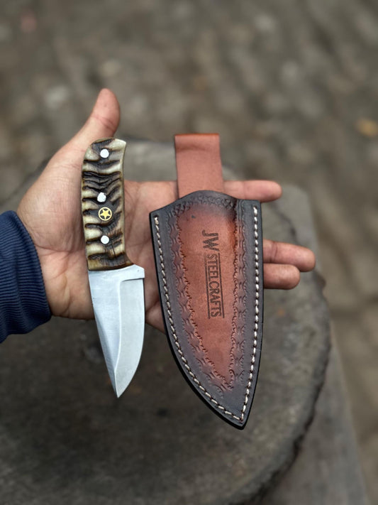 Compact Outdoor Knife – Stainless Steel Blade | Ram Horn or Ebony Wood Handle | JW SteelCrafts