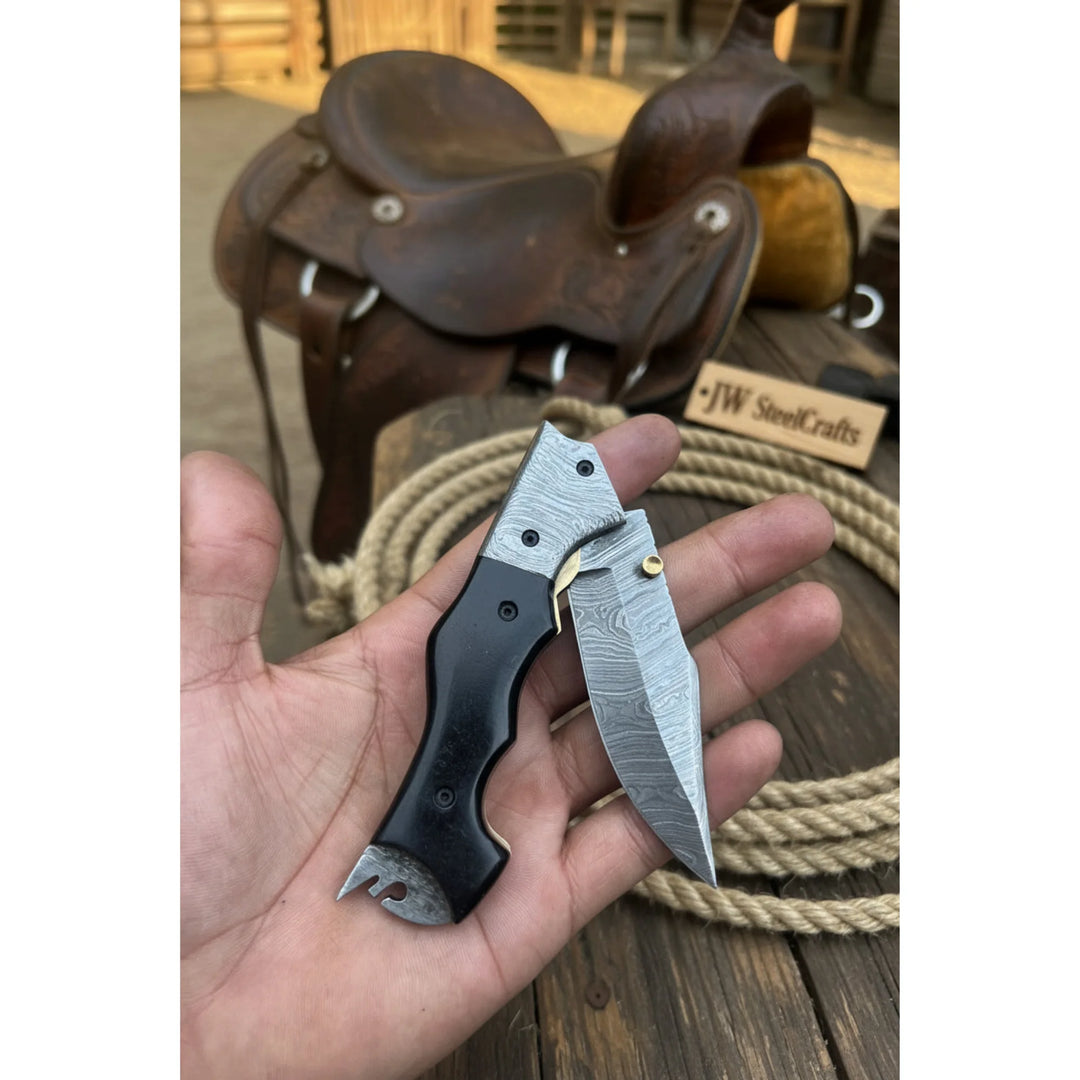 Blacktanto Ridge Folder Knife 8" Handmade Damascus Micarta Handle