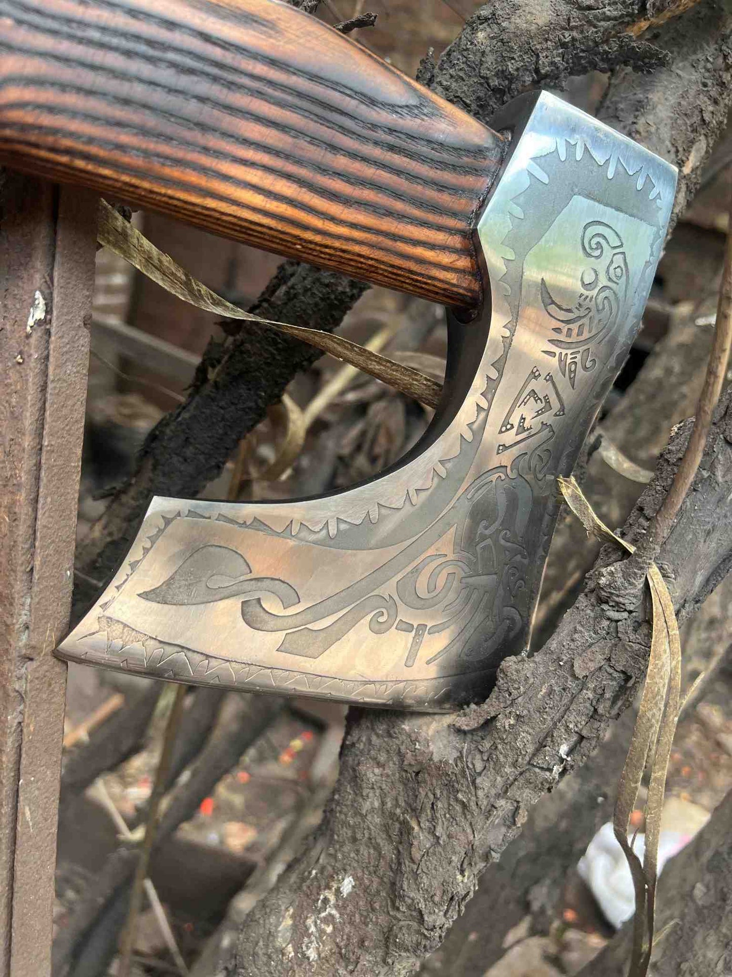 Personalized Viking Bearded Axe – Hand-Forged High Carbon Steel Battle Axe with Ash Wood Handle & Leather Sheath | Engraved Collectible Gift for Him, Groomsmen, Father’s Day