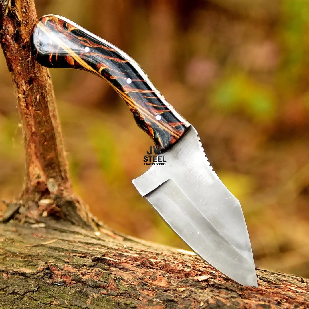 Acid Washed Stainless Steel Hunting Knife – Pinecone Handle | Outdoor &amp; Camping Knife handmade Hunting Knife by JW SteelCrafts