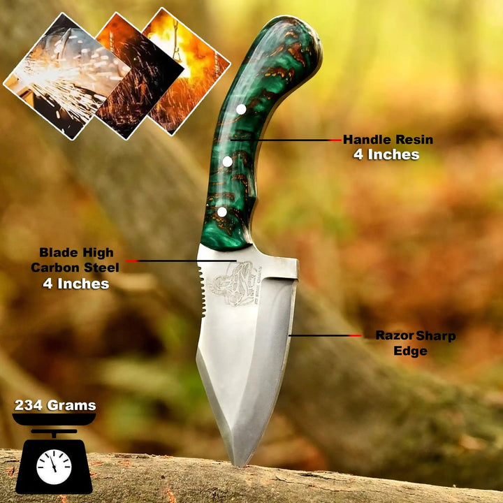 Acid Washed Stainless Steel Hunting Knife – Pinecone Handle | Outdoor &amp; Camping Knife handmade Hunting Knife by JW SteelCrafts