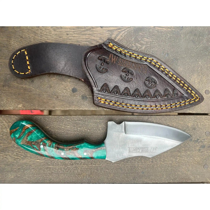 Acid Washed Stainless Steel Hunting Knife – Pinecone Handle | Outdoor &amp; Camping Knife handmade Hunting Knife by JW SteelCrafts