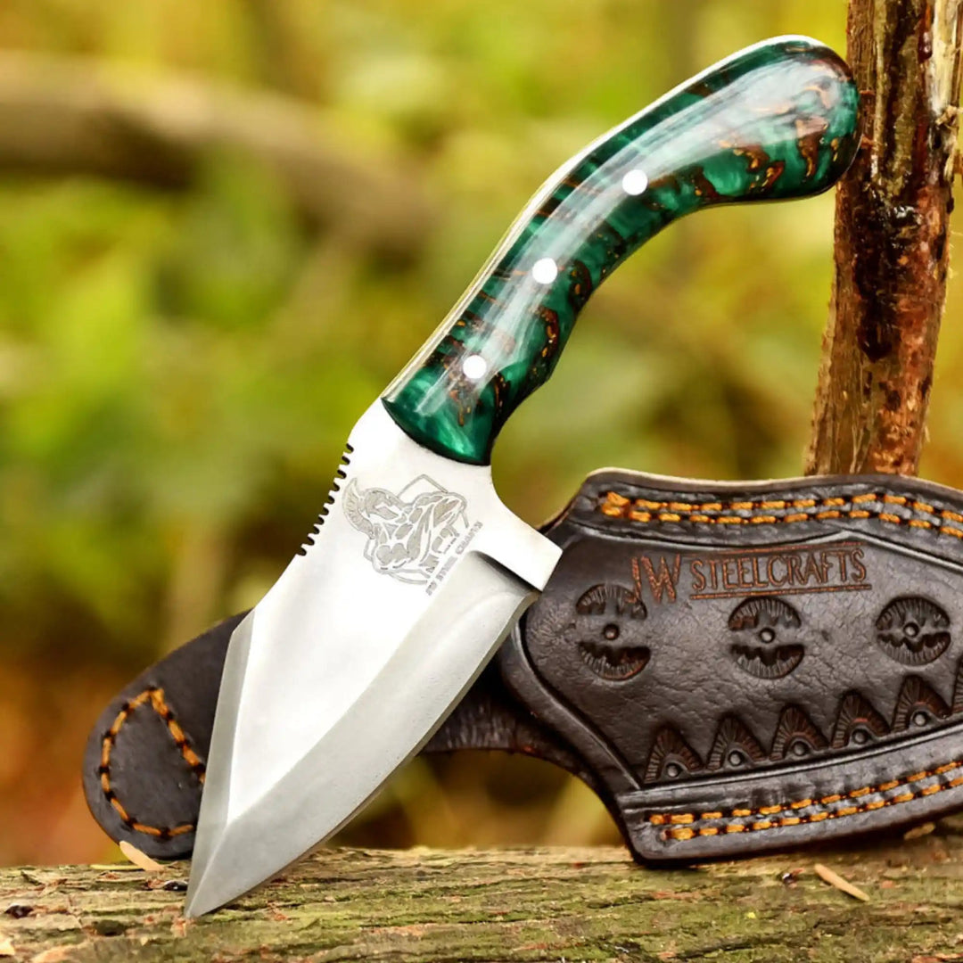 Acid Washed Stainless Steel Hunting Knife – Pinecone Handle | Outdoor &amp; Camping Knife handmade Hunting Knife by JW SteelCrafts