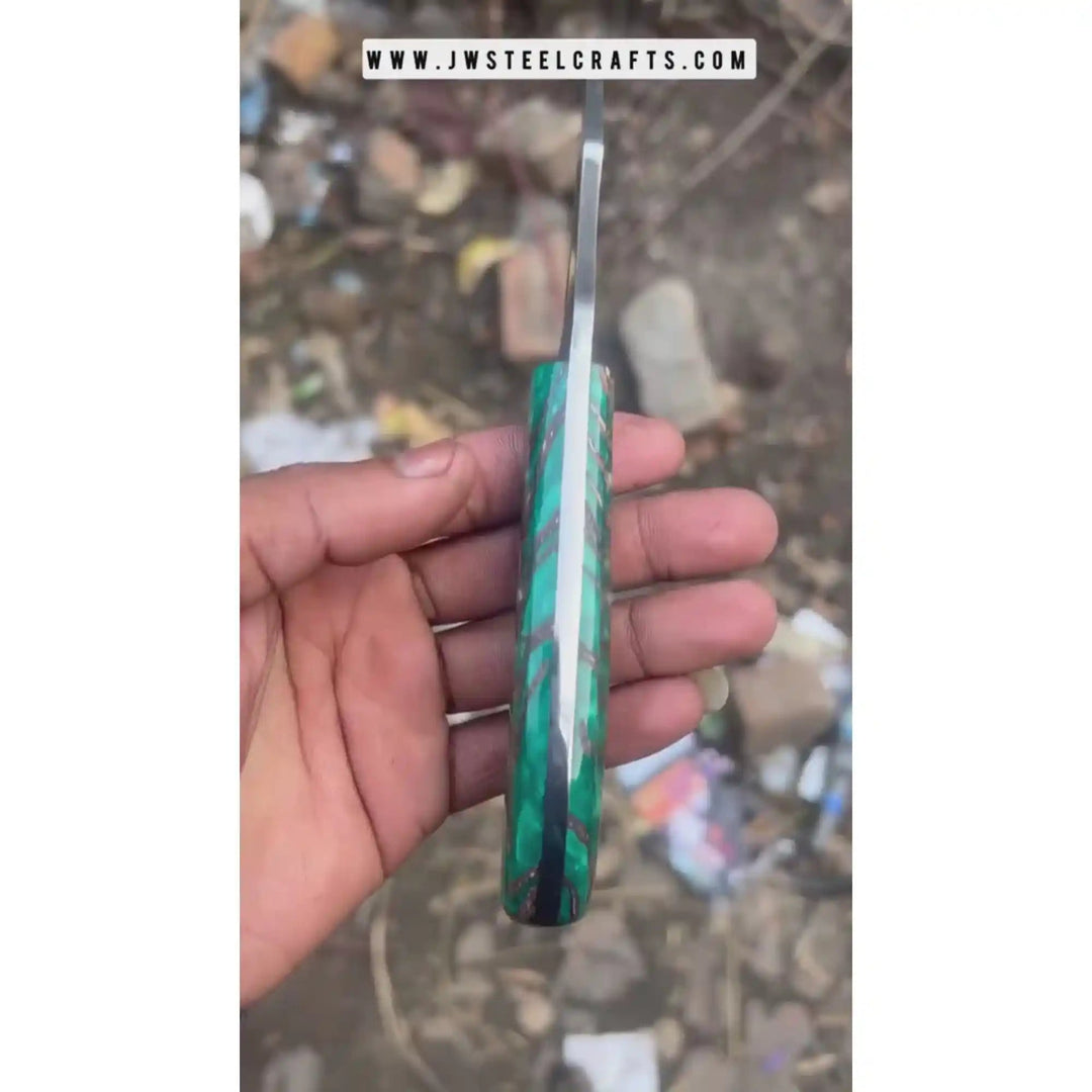 Acid Washed Stainless Steel Hunting Knife – Pinecone Handle | Outdoor &amp; Camping Knife handmade Hunting Knife by JW SteelCrafts