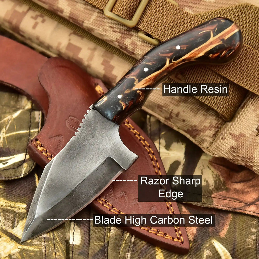 Acid Washed Stainless Steel Hunting Knife – Pinecone Handle | Outdoor &amp; Camping Knife handmade Hunting Knife by JW SteelCrafts
