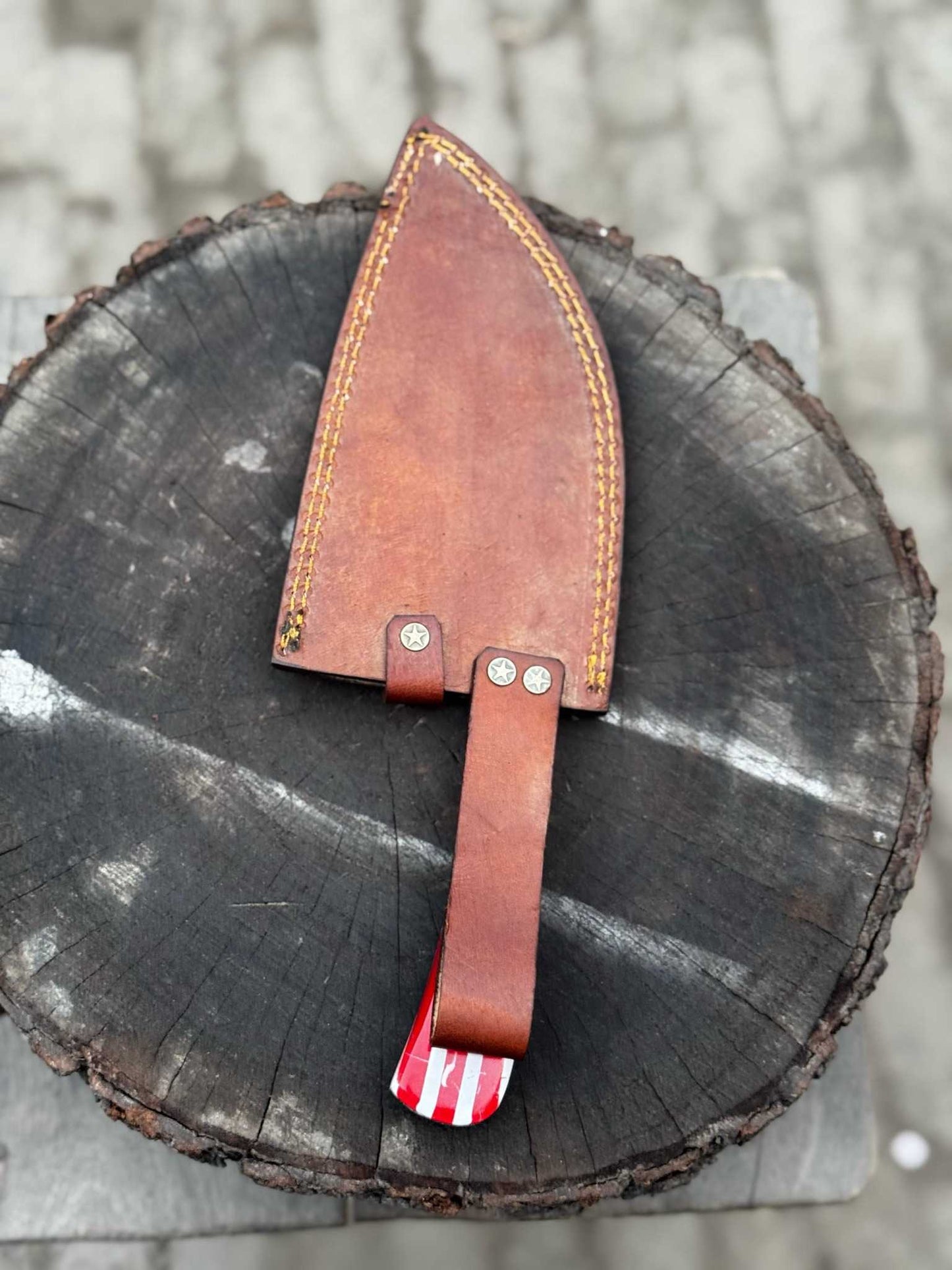 Personalized American Flag Handle Chopper Knife – Black Powder Coated Blade, Handmade Gift for Him, Dad, or Anniversary