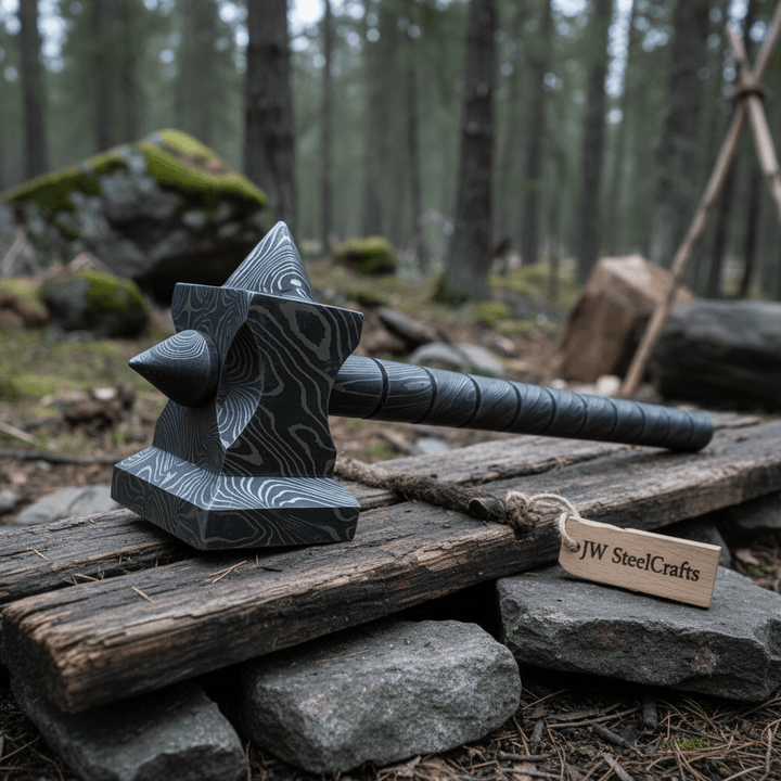 BLACKSMITH Custom Handmade - 12.Inches Beautiful Full Damascus Hammer MB - 0024 handmade by JW SteelCrafts