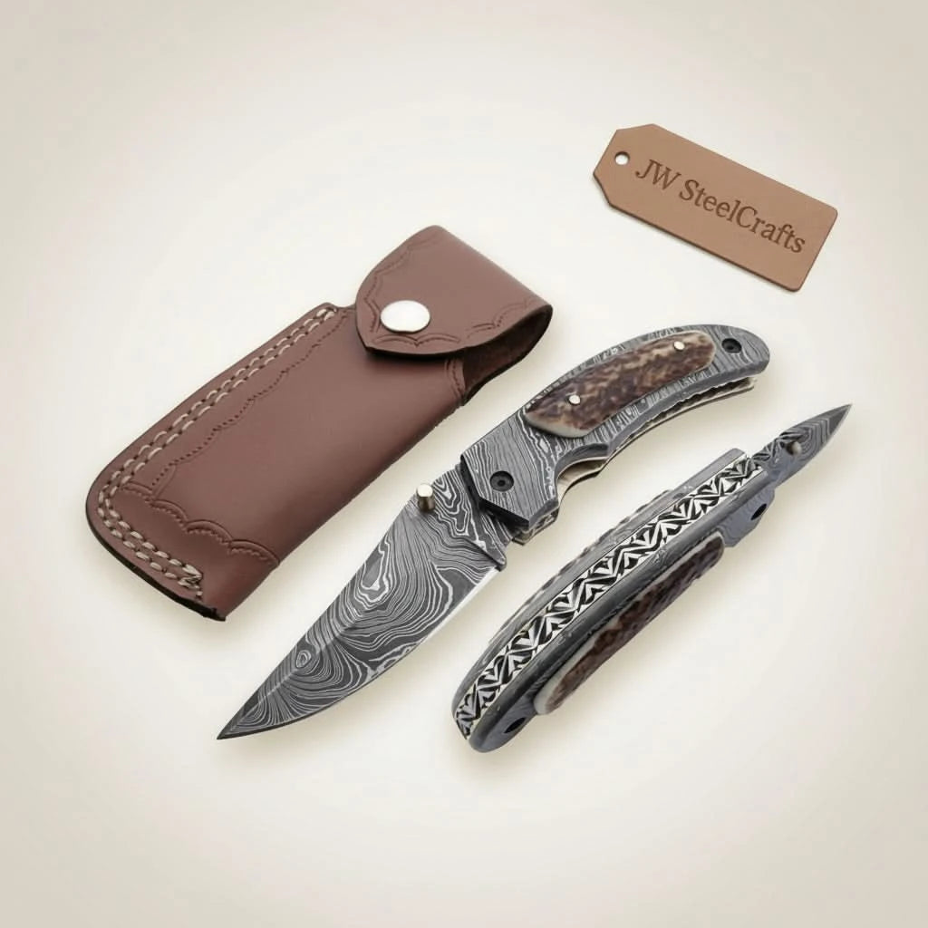     Wildember handcrafted pocket knife with premium steel edge and decorative spine filework outdoor utility design