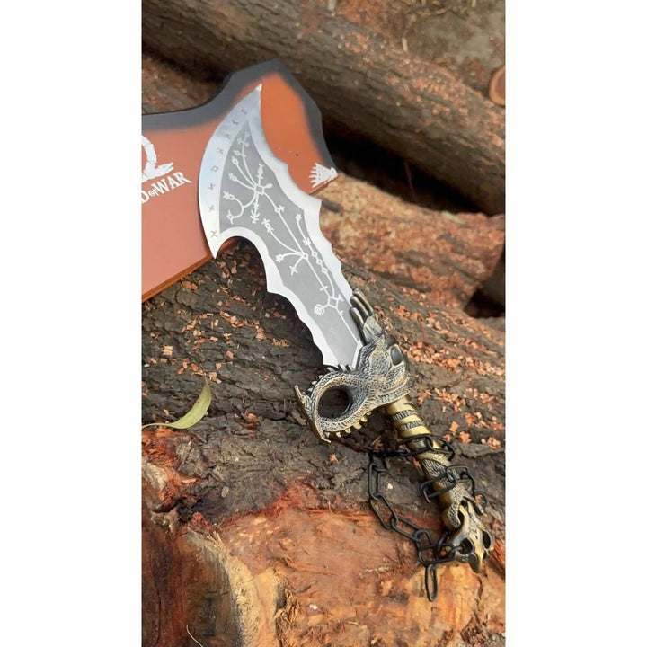 Chaos Inspired Recurve Bowie Knife with Rune Engraving and Dragon Guard handmade Custom Bowie Knives by JW SteelCrafts