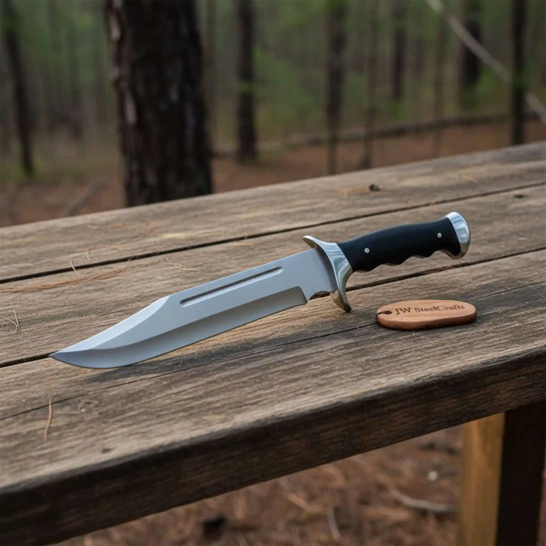 Clip Point Frontier Bowie Knife Polished Steel Blade S Guard Handmade by JW SteelCrafts handmade Frontier Bowie Knives by JW SteelCrafts