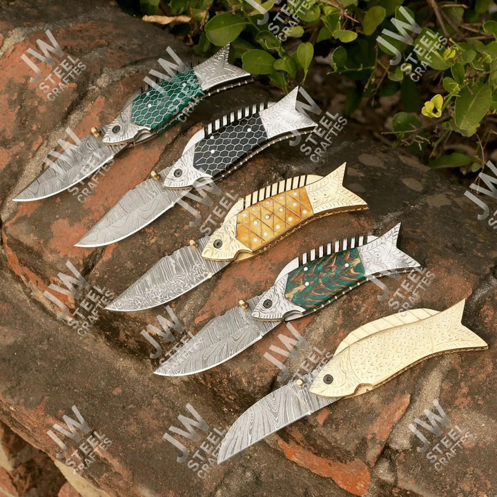     Harborcraft marine pocket knife set with engraved details and handcrafted fish shaped folding blade craftsmanship
