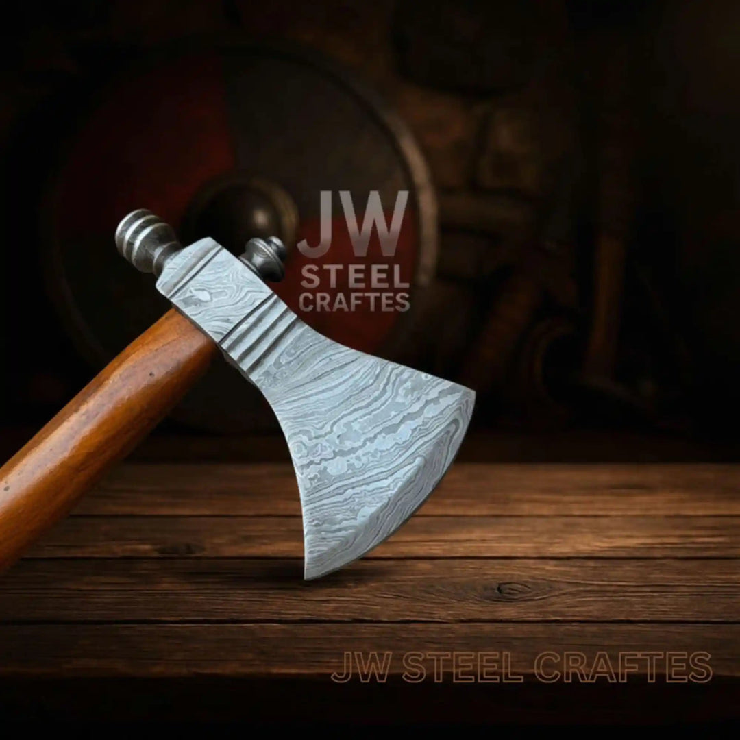 Collectible Artisan Pipe Axe in Damascus Steel with Hardwood Handle handmade Handmade Axe by JW SteelCrafts
