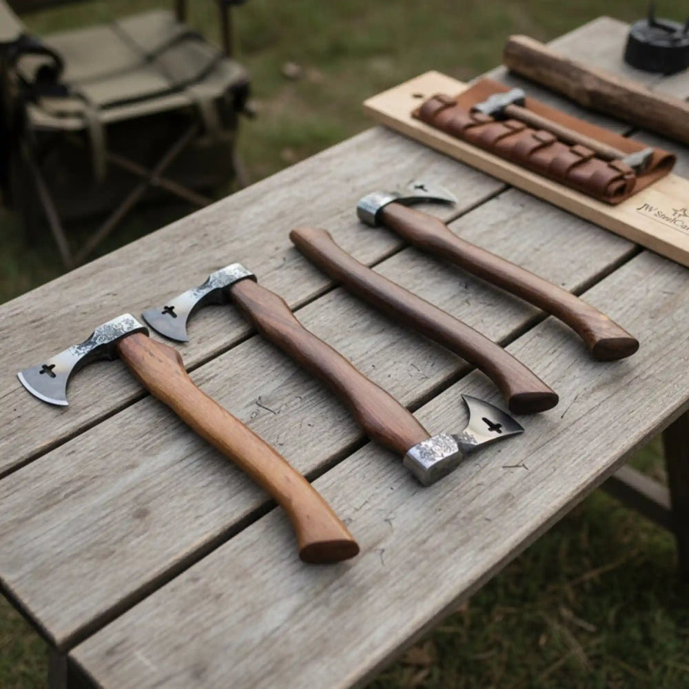 Compact Bearded Utility Hatchets with Decorative Cutout handmade Handmade Axe by JW SteelCrafts