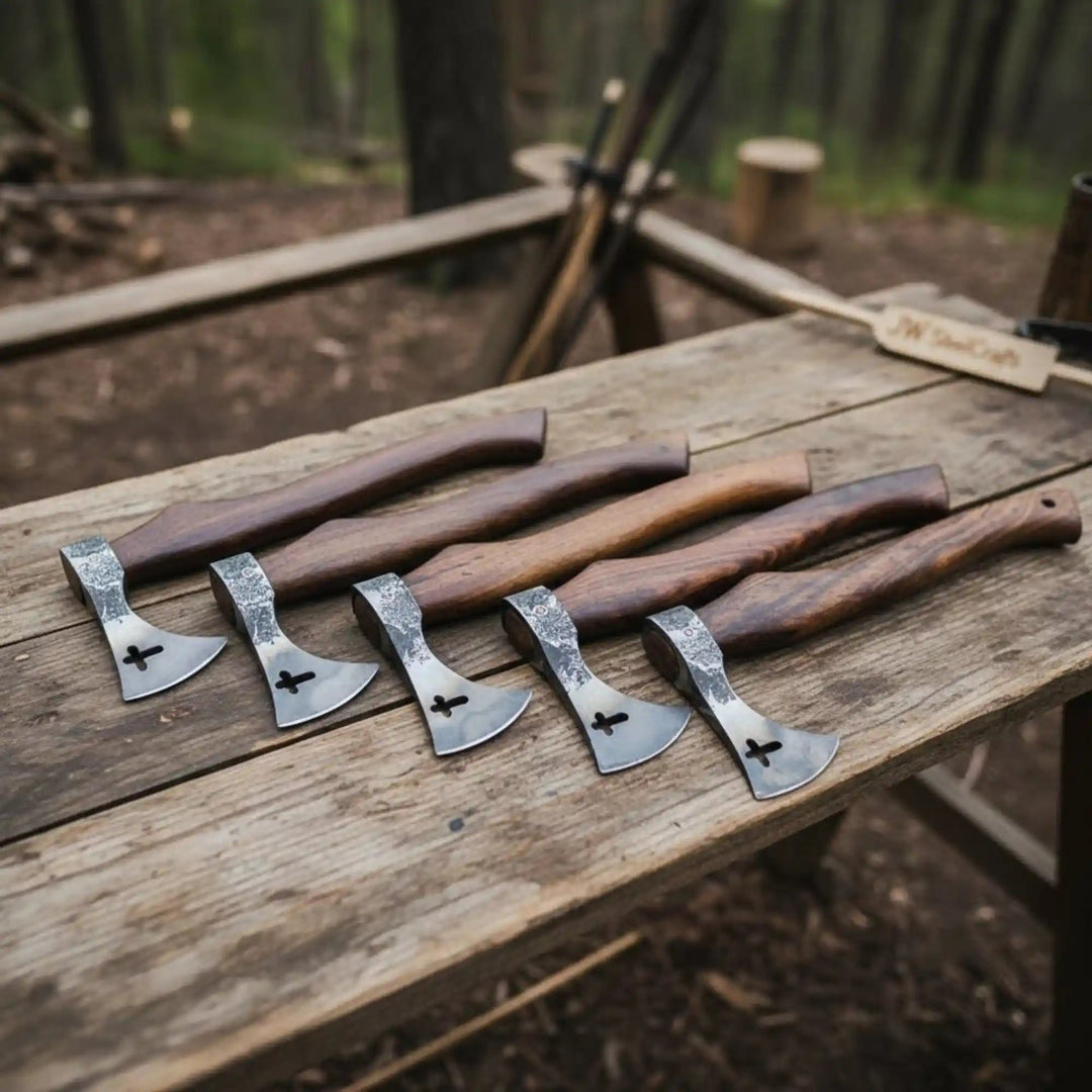 Compact Bearded Utility Hatchets with Decorative Cutout handmade Handmade Axe by JW SteelCrafts