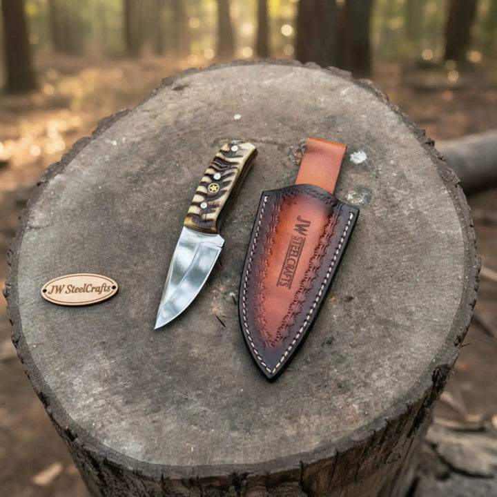 Compact Outdoor Knife – Stainless Steel Blade | Ram Horn or Wengi Wood Handle | JW SteelCrafts handmade Skinner Knife by JW SteelCrafts