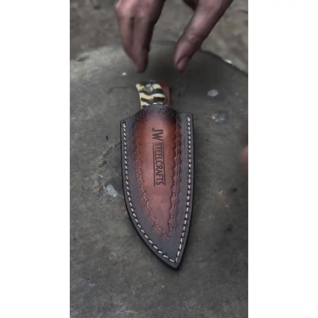 Compact Outdoor Knife – Stainless Steel Blade | Ram Horn or Wengi Wood Handle | JW SteelCrafts handmade Skinner Knife by JW SteelCrafts