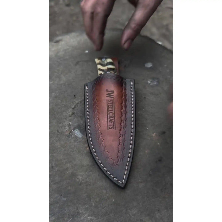 Compact Outdoor Knife – Stainless Steel Blade | Ram Horn or Wengi Wood Handle | JW SteelCrafts handmade Skinner Knife by JW SteelCrafts