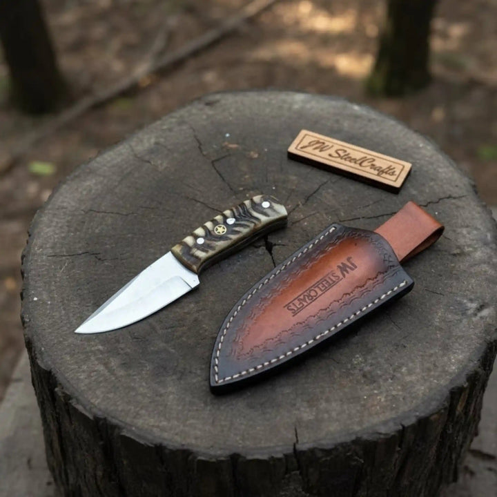 Compact Outdoor Knife – Stainless Steel Blade | Ram Horn or Wengi Wood Handle | JW SteelCrafts handmade Skinner Knife by JW SteelCrafts