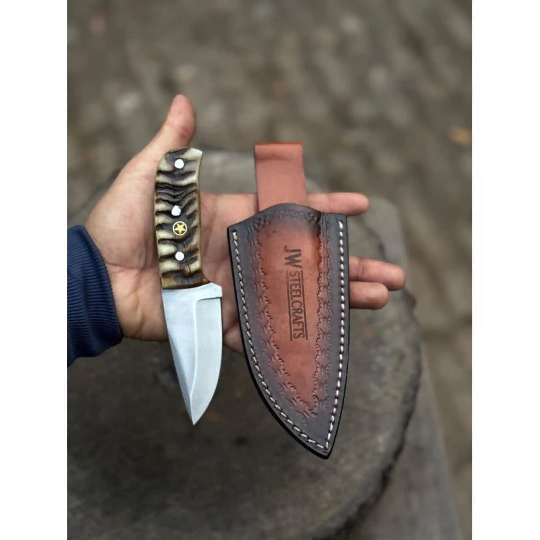 Compact Outdoor Knife – Stainless Steel Blade | Ram Horn or Wengi Wood Handle | JW SteelCrafts handmade Skinner Knife by JW SteelCrafts