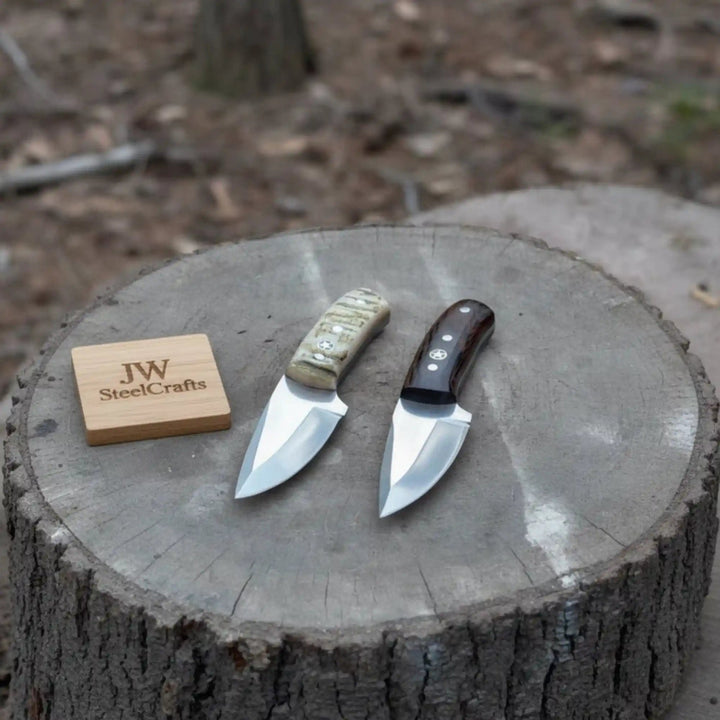 Compact Outdoor Knife – Stainless Steel Blade | Ram Horn or Wengi Wood Handle | JW SteelCrafts handmade Skinner Knife by JW SteelCrafts