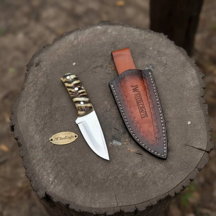 Compact Outdoor Knife – Stainless Steel Blade | Ram Horn or Wengi Wood Handle | JW SteelCrafts handmade Skinner Knife by JW SteelCrafts