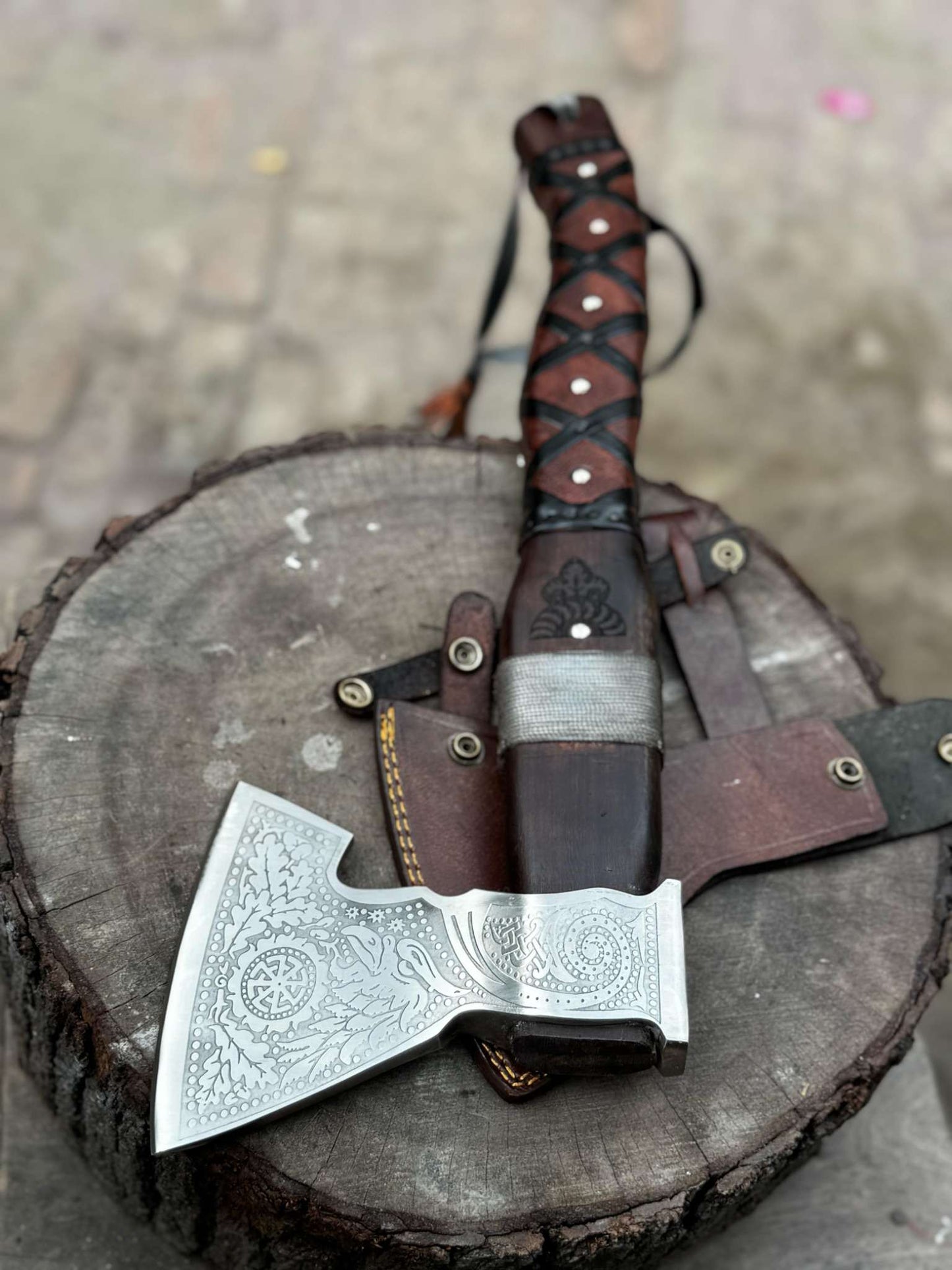 Personalized Handcrafted Viking Axe Celtic Axe, Viking Style Blade Collectible Battle Axe Gift for her, Gift for him, Father's Gift
