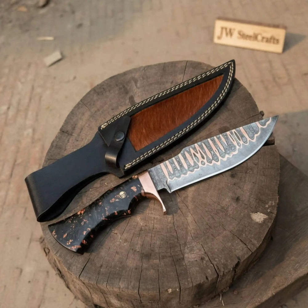 Copper Damascus Bowie Knife Replica