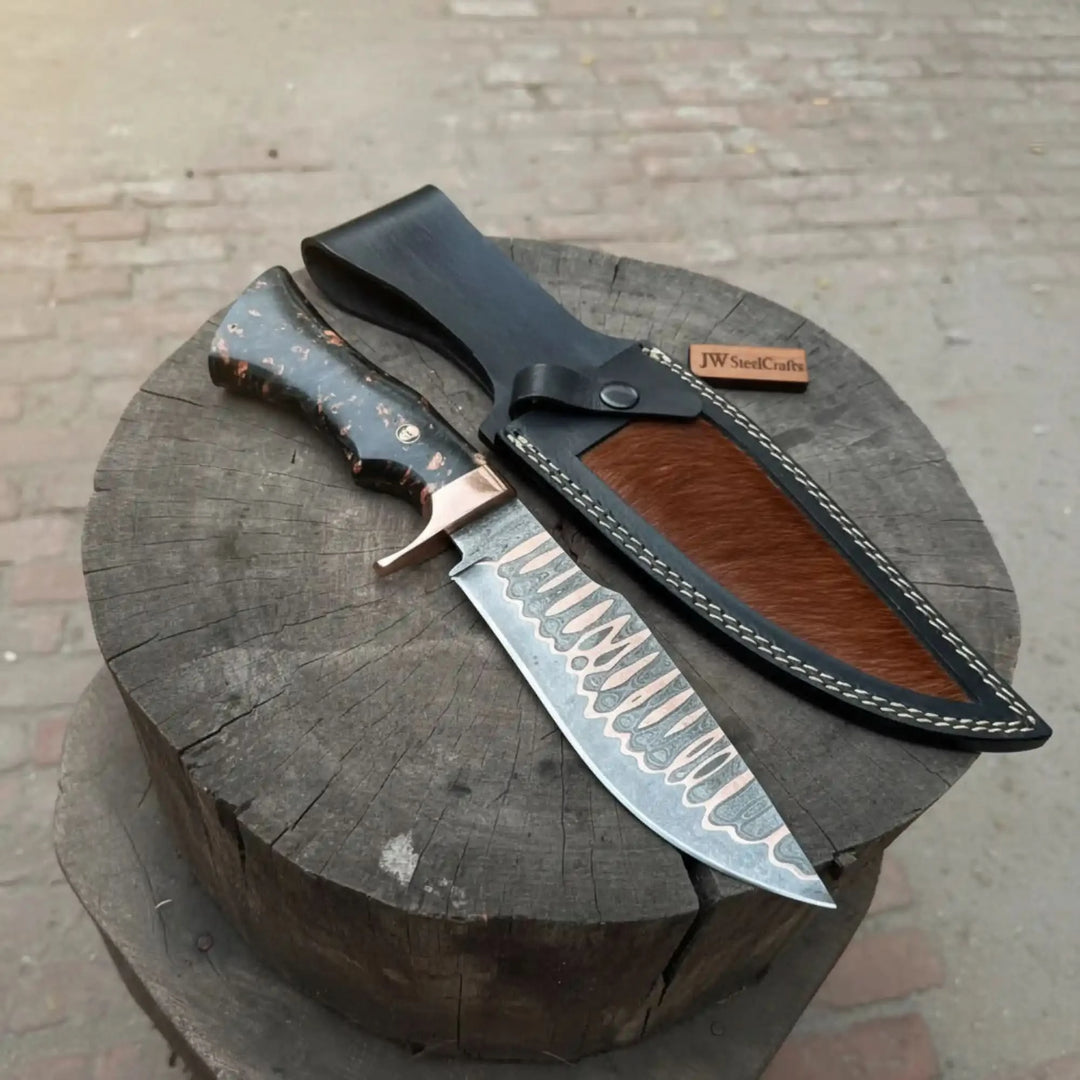 Copper Damascus Bowie Knife