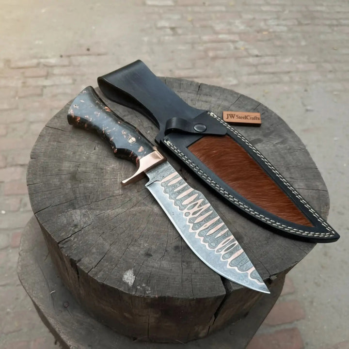 Copper Damascus Bowie Knife