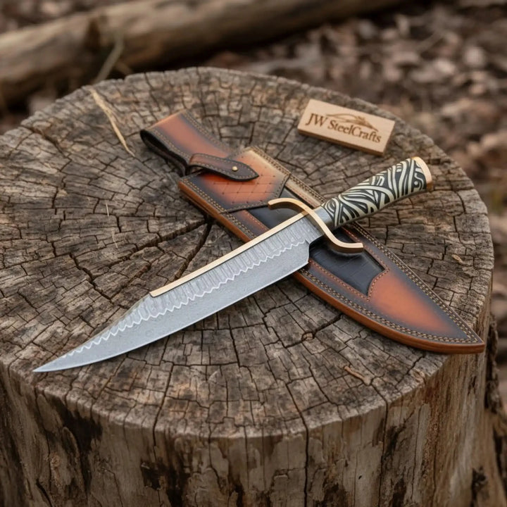 Copper Damascus Sub Hilt Fighter Bowie