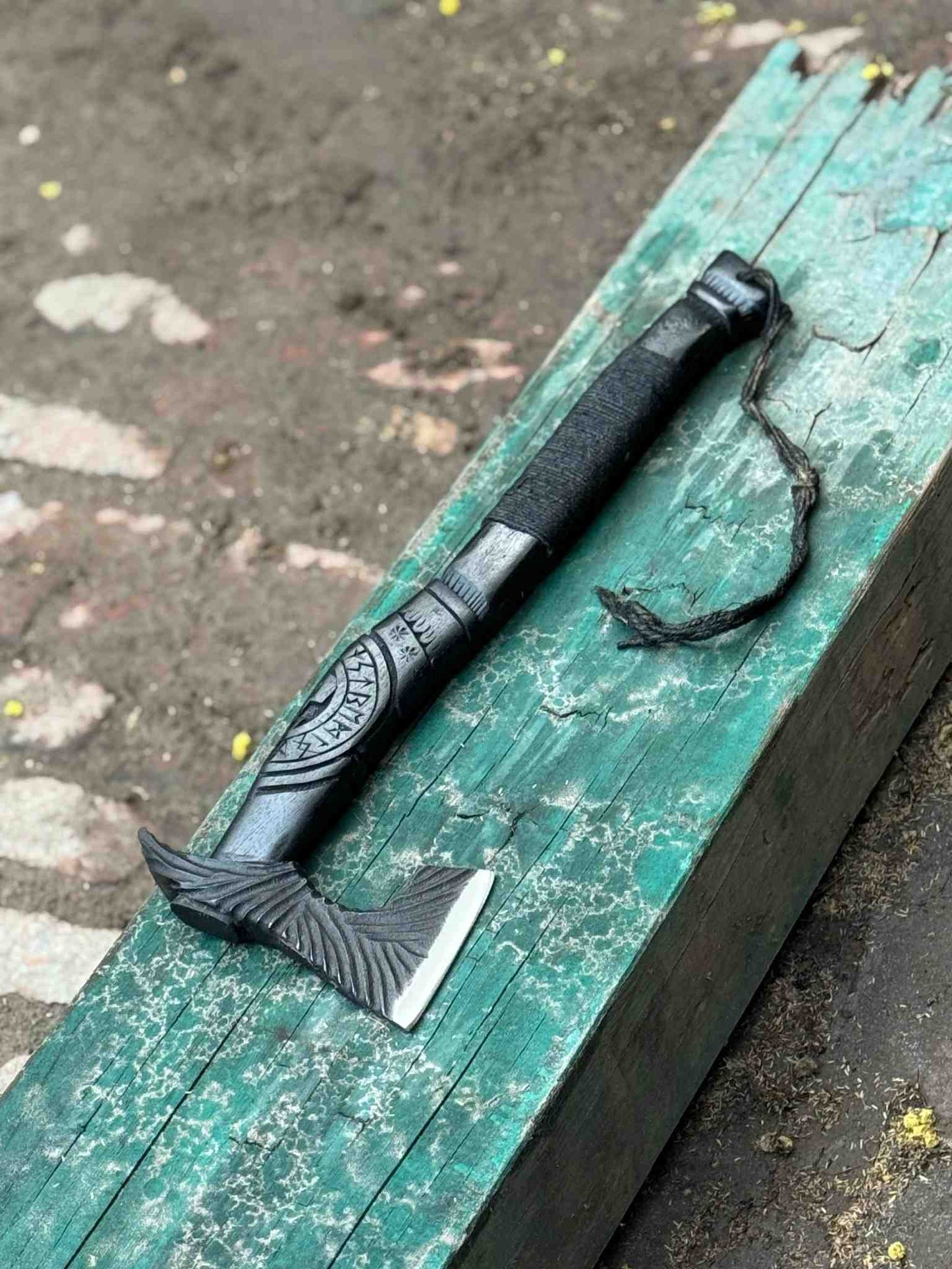 Personalized Viking  Axe Bearded Handcrafted Viking Battle Axe – Engraved Carbon Steel Blade with Wooden Handle With Leather Sheath