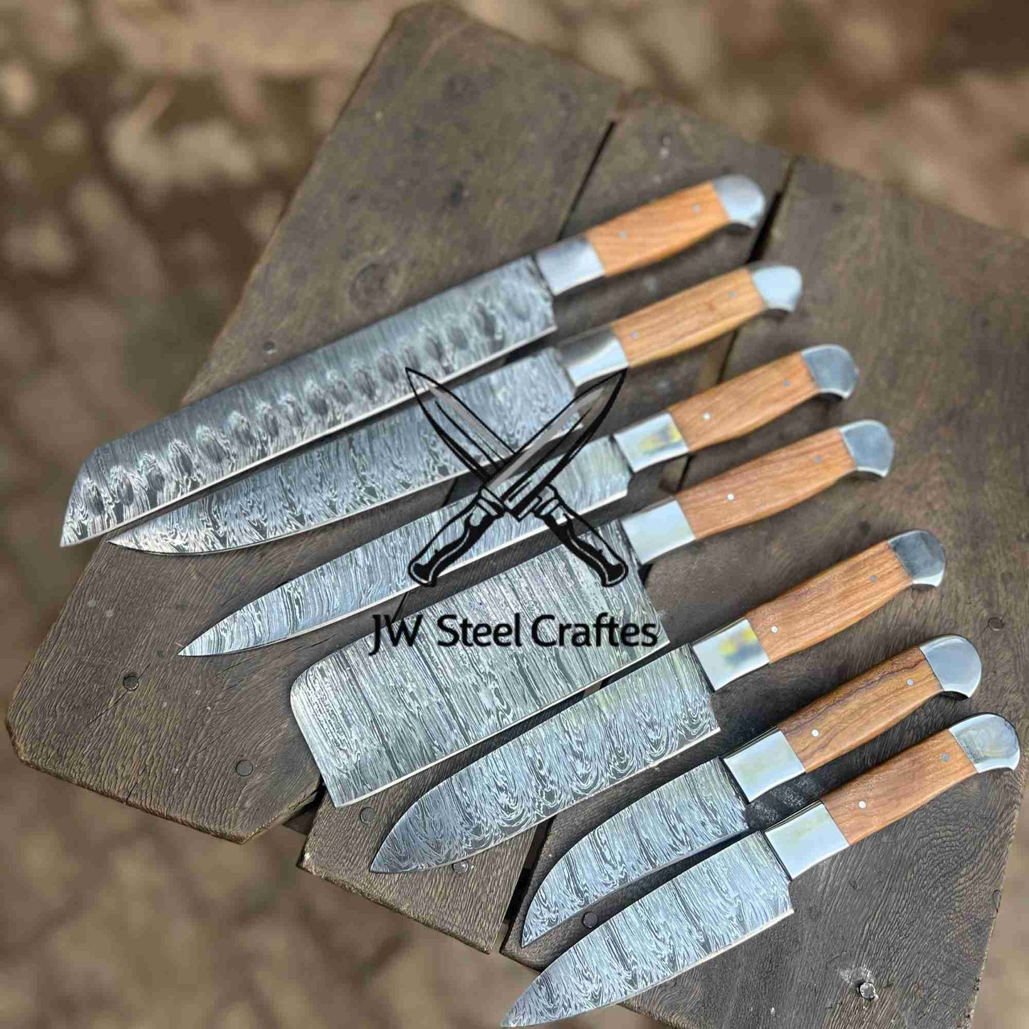 Handmade Damascus Steel Chef Knife Set  5-Piece Kitchen Knives – Full Tang Professional Cooking Knives