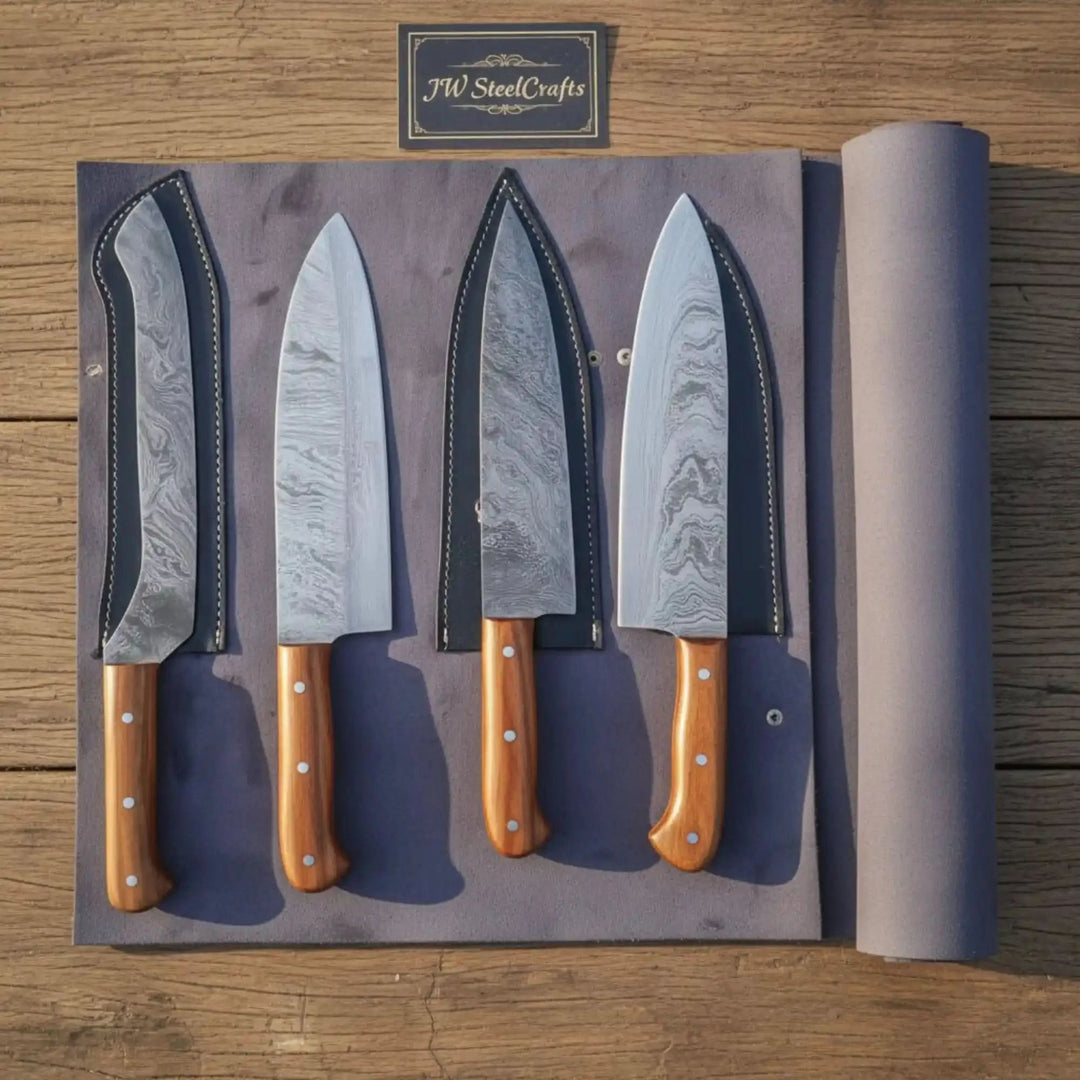 Custom Damascus Japanese Kitchen Quartet