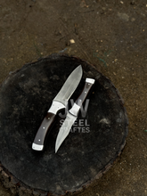 Load image into Gallery viewer, Handmade 3-Piece Knife Set – Cleaver &amp; Hunting Knives with Wooden Handle